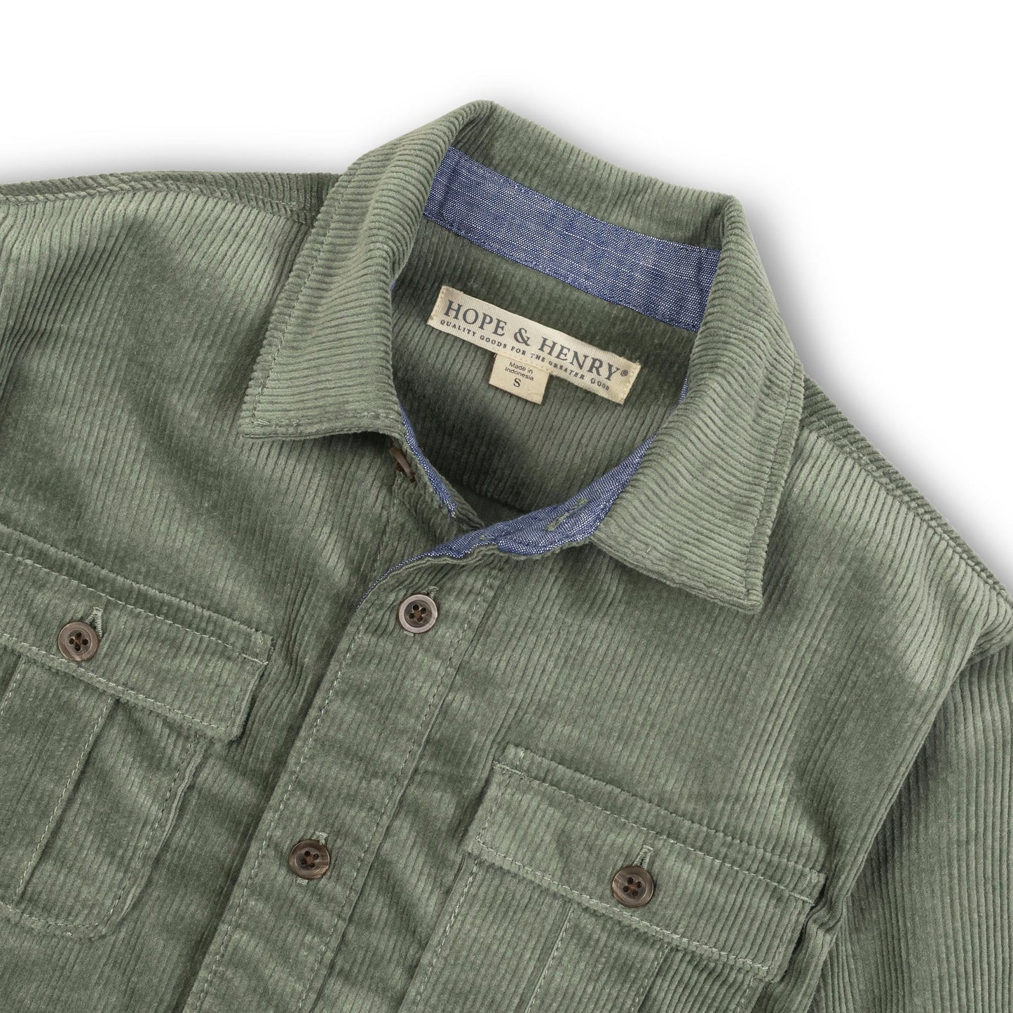 Organic Cotton Green Corduroy Flap Pocket Shirt