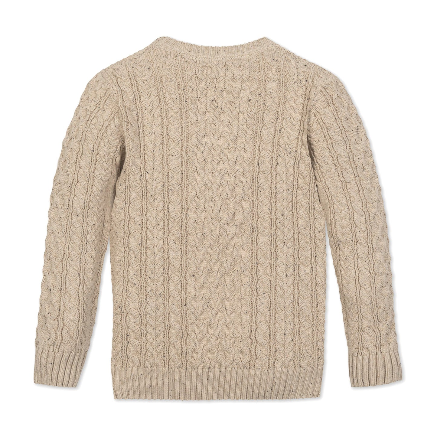 Organic Cotton Cable Knit Neutral Beige Fisherman Sweater