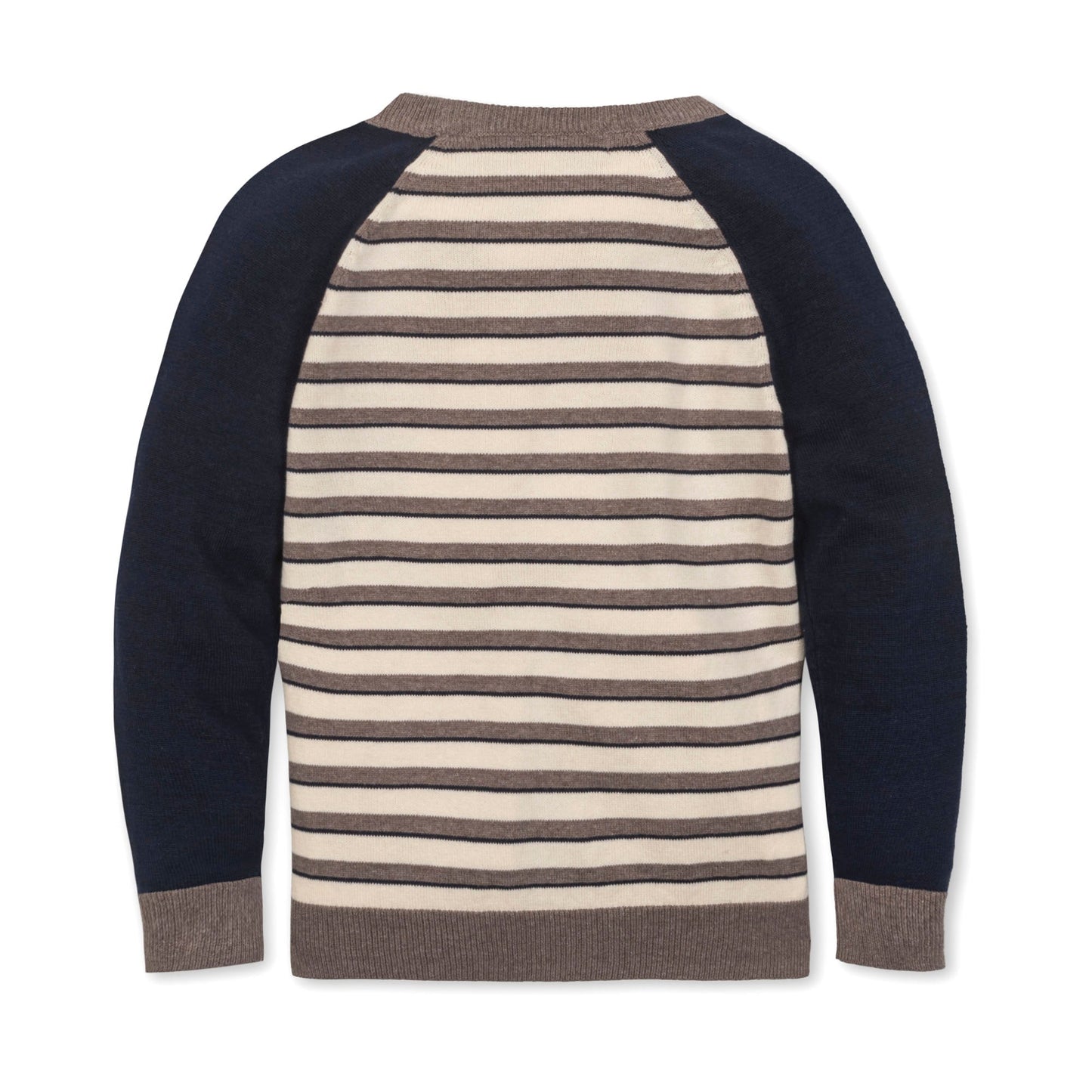 Organic Cotton Navy/Beige/Brown Striped Raglan Sweater