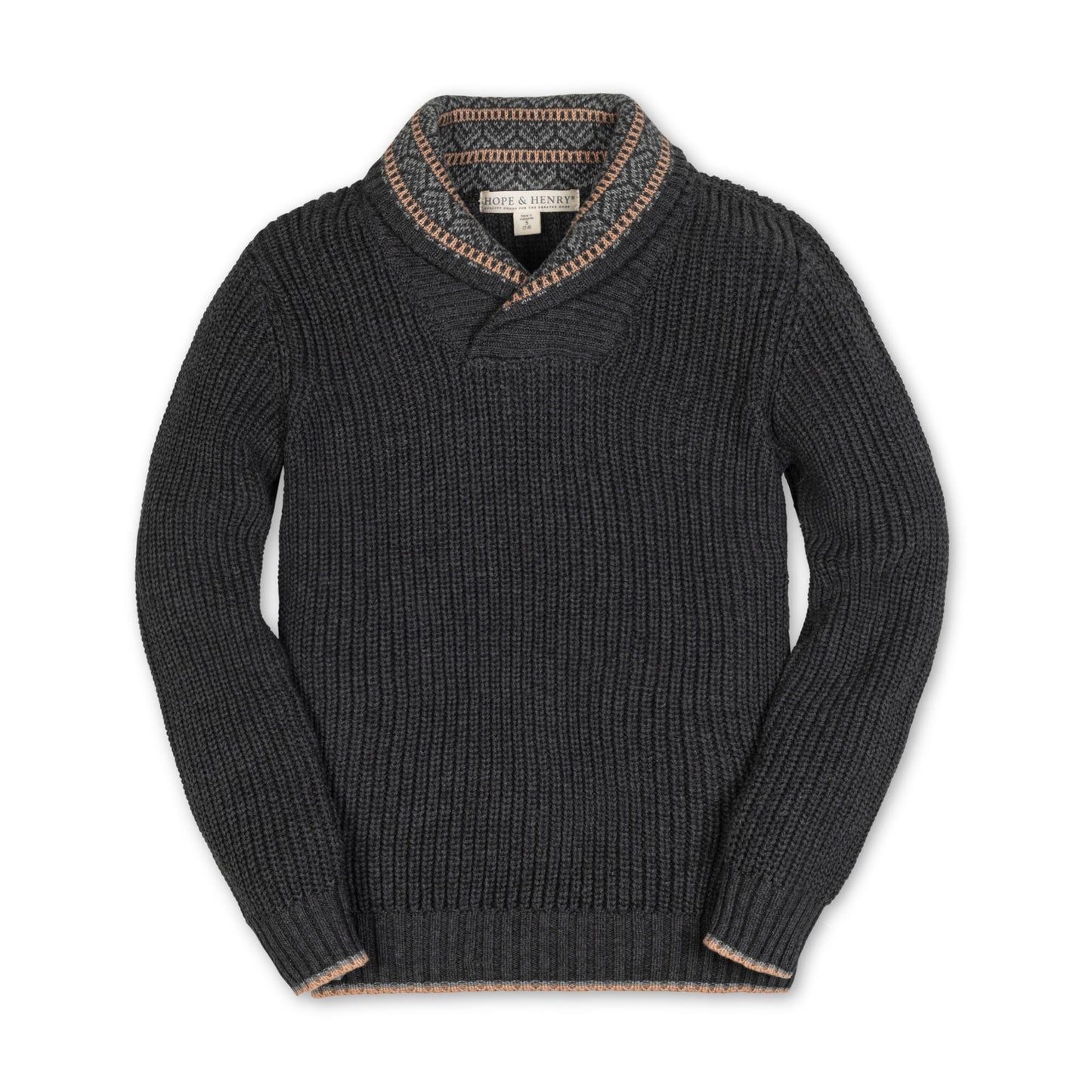 Organic Cotton Gray Shawl Collar Sweater