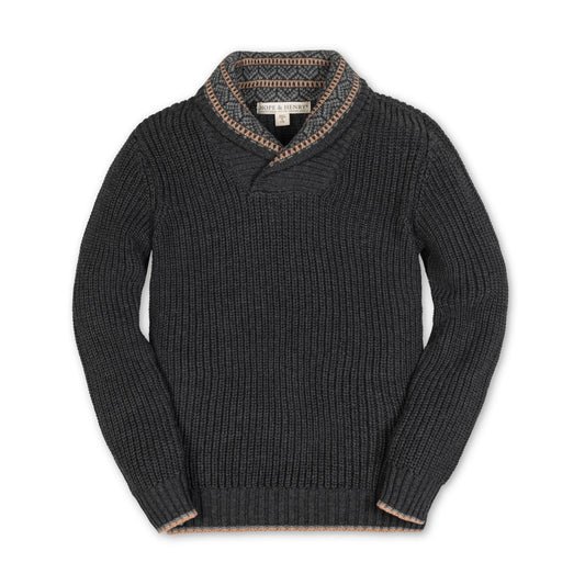 Organic Cotton Gray Shawl Collar Sweater