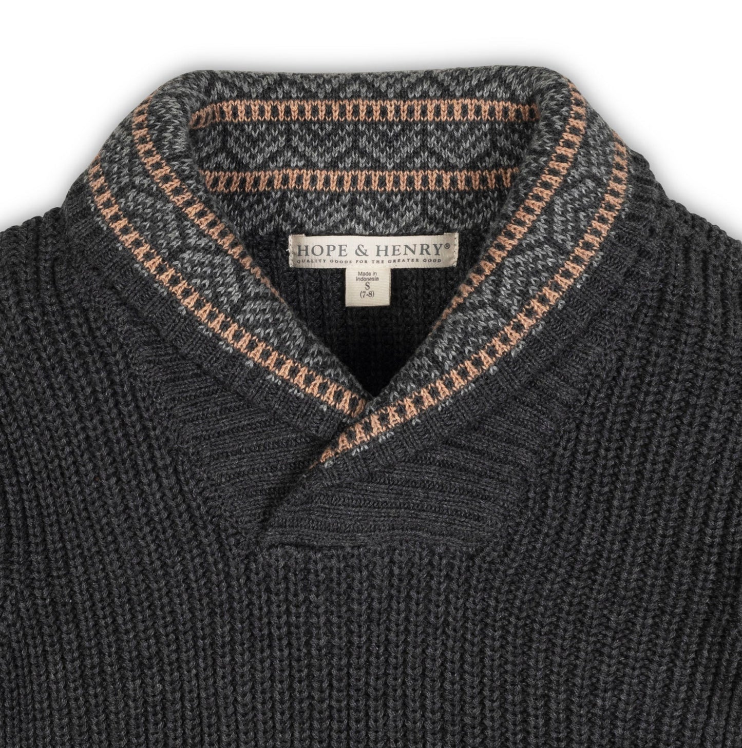 Organic Cotton Gray Shawl Collar Sweater