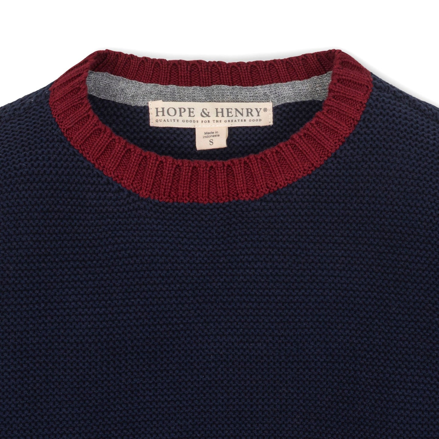 Organic Cotton Navy/Red/Grey Crewneck Sweater