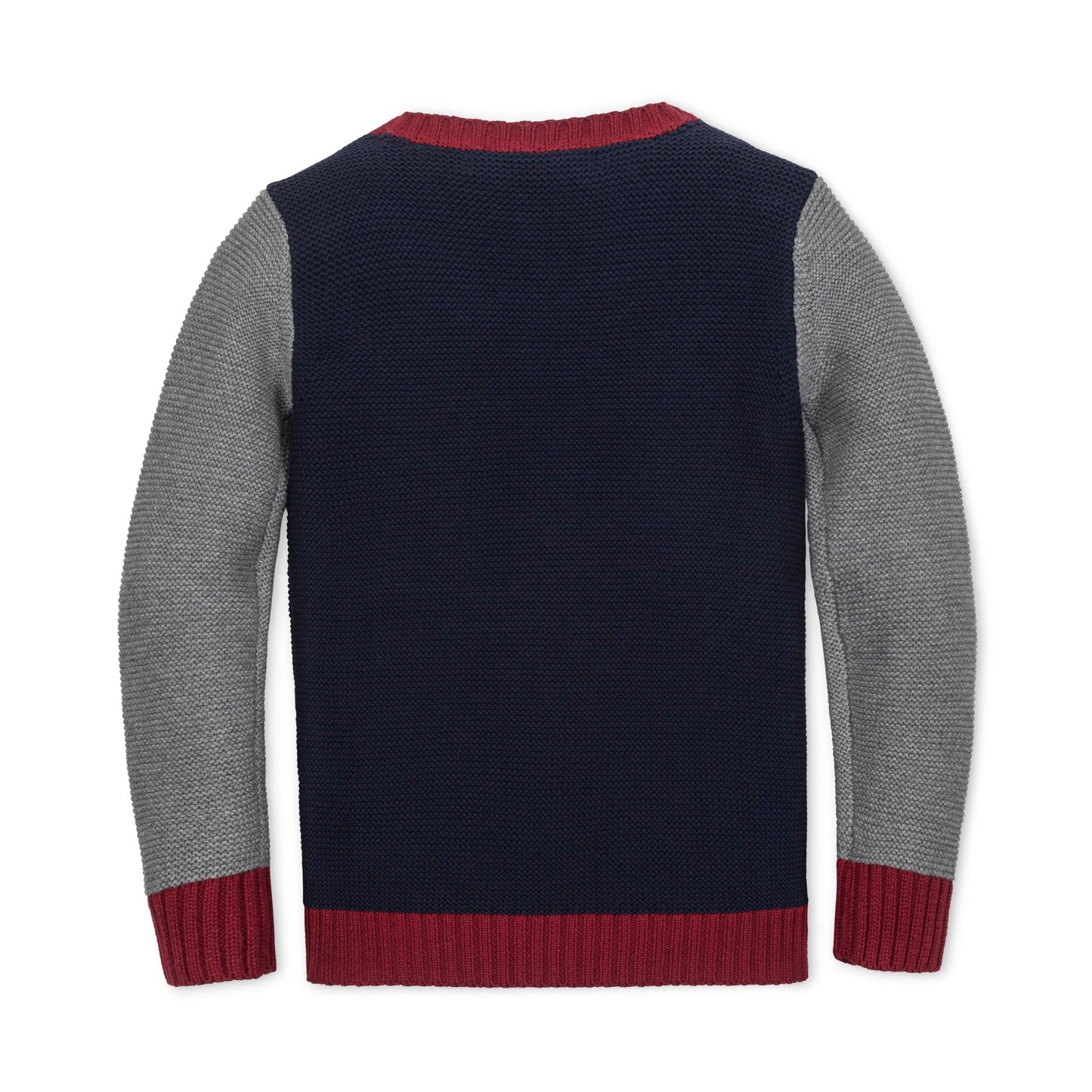 Organic Cotton Navy/Red/Grey Knit Crewneck Sweater