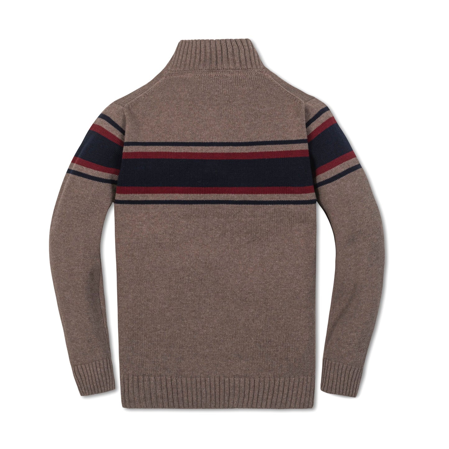 Organic Cotton Brown/Navy/Red Half Zip Sweater