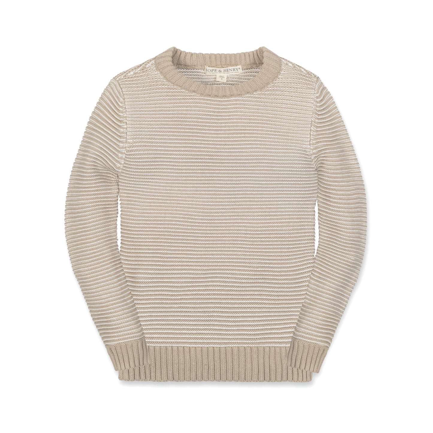 Organic Cotton Neutral Beige Stripe Crewneck Sweater