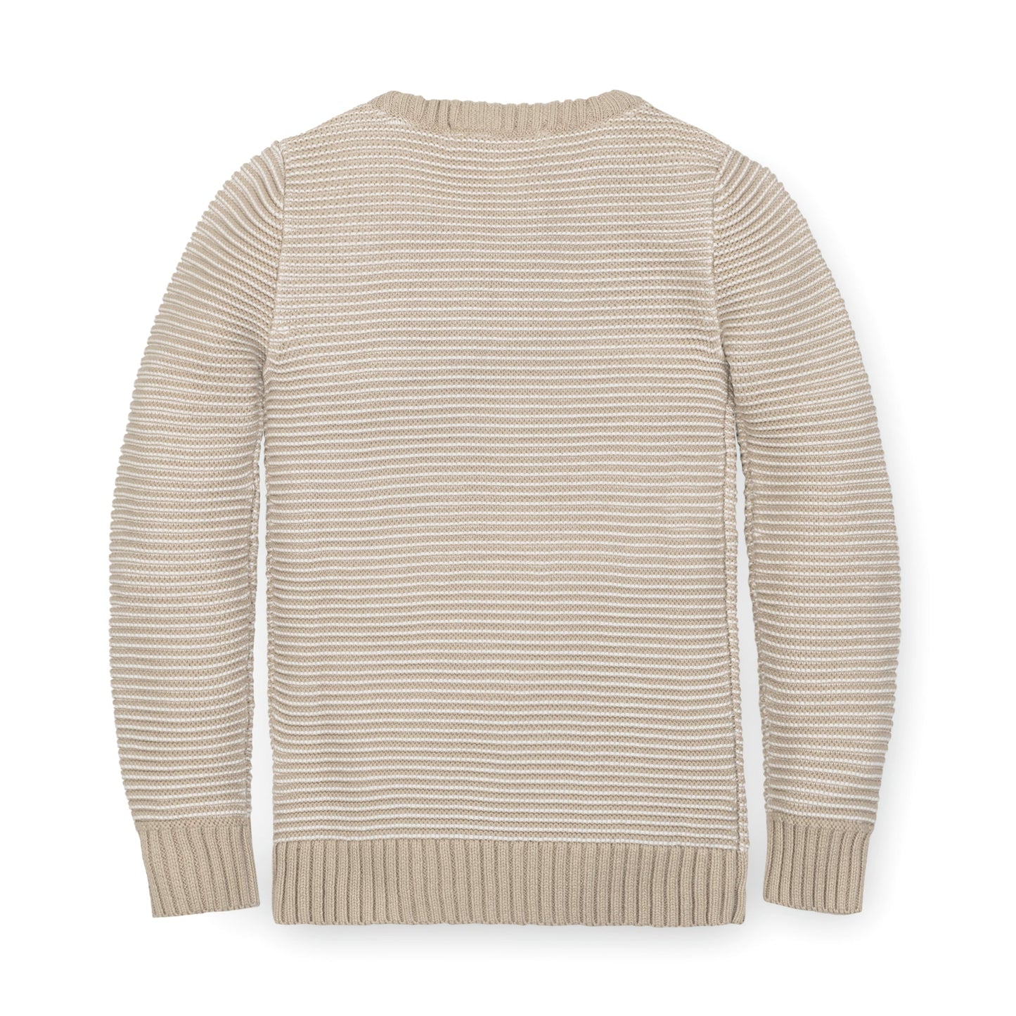 Organic Cotton Neutral Beige Stripe Crewneck Sweater