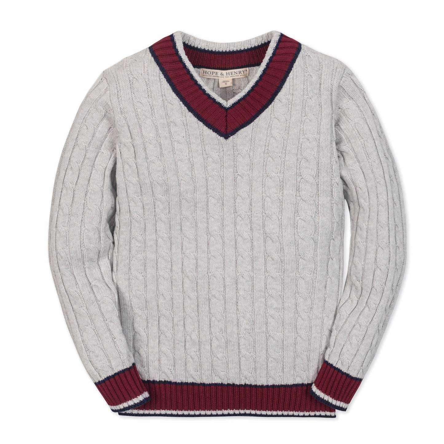 Organic Cotton Cable Knit V-Neck Cricket Sweater