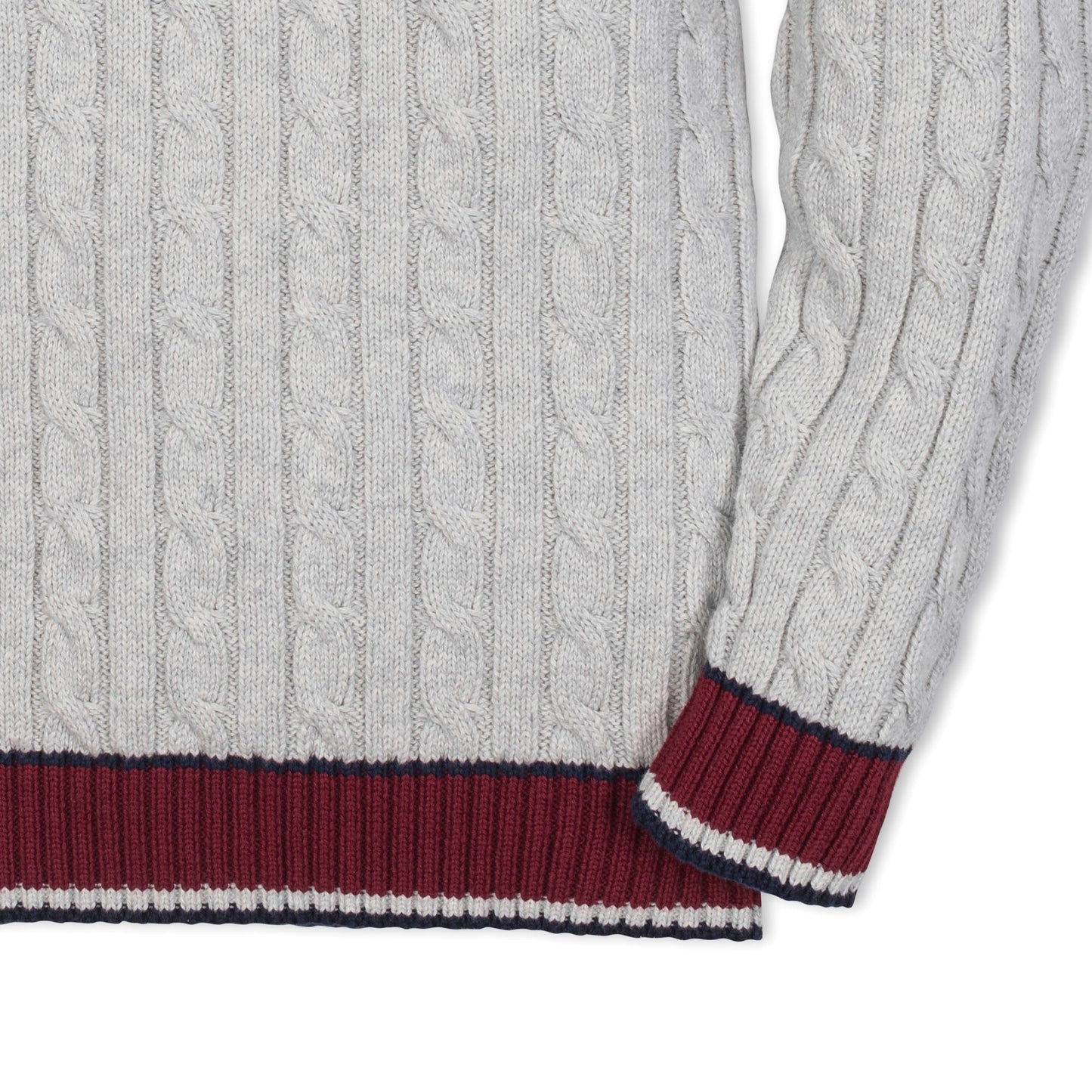 Organic Cotton Cable Knit V-Neck Cricket Sweater