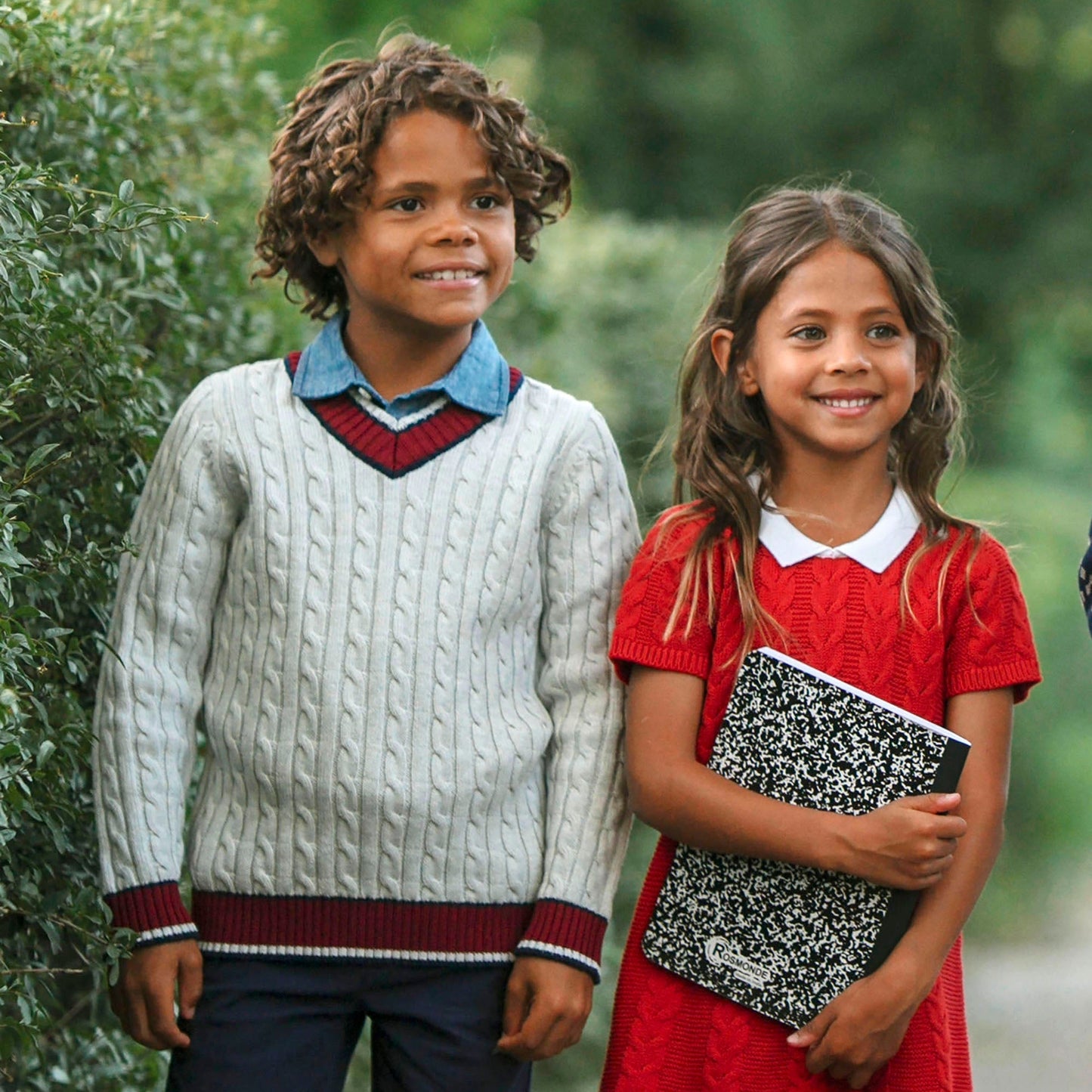 Organic Cotton Cable Knit V-Neck Cricket Sweater