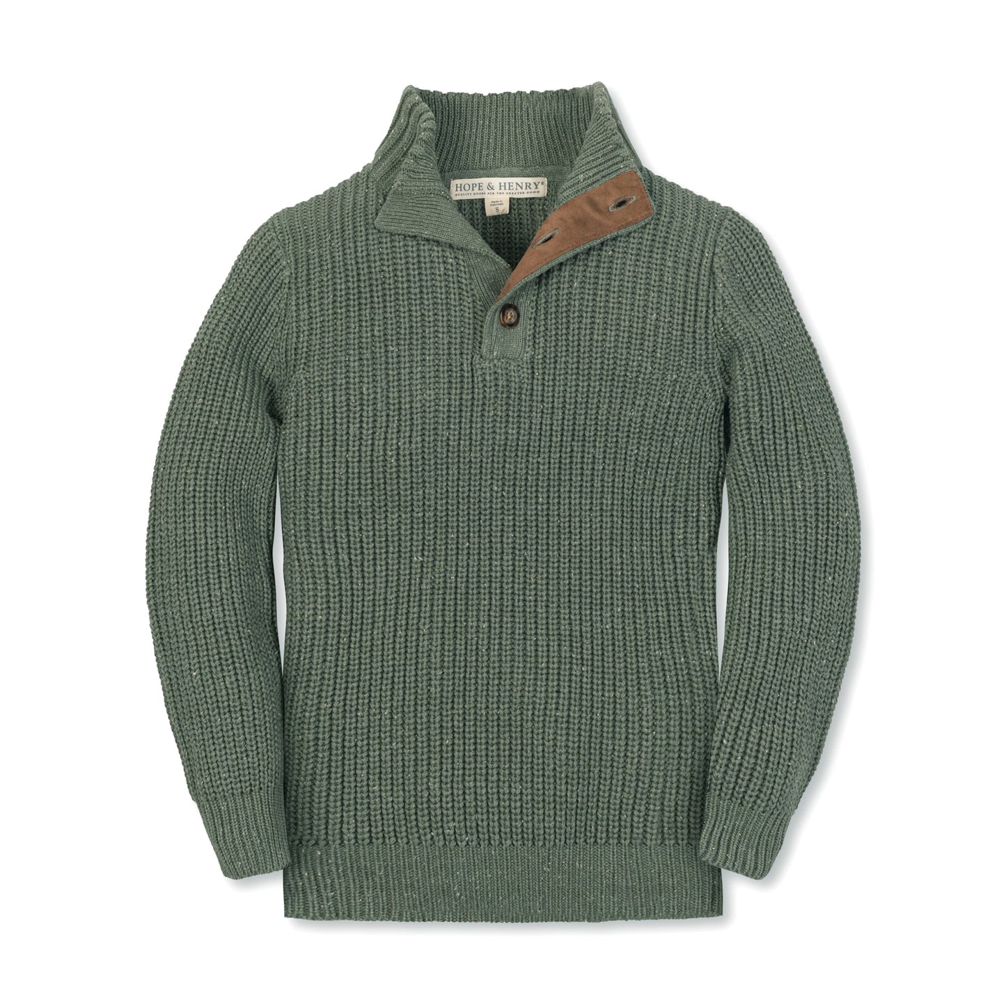 Organic Cotton Green Mock Neck Sweater