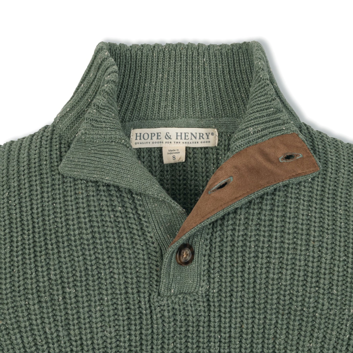 Organic Cotton Green Mock Neck Sweater