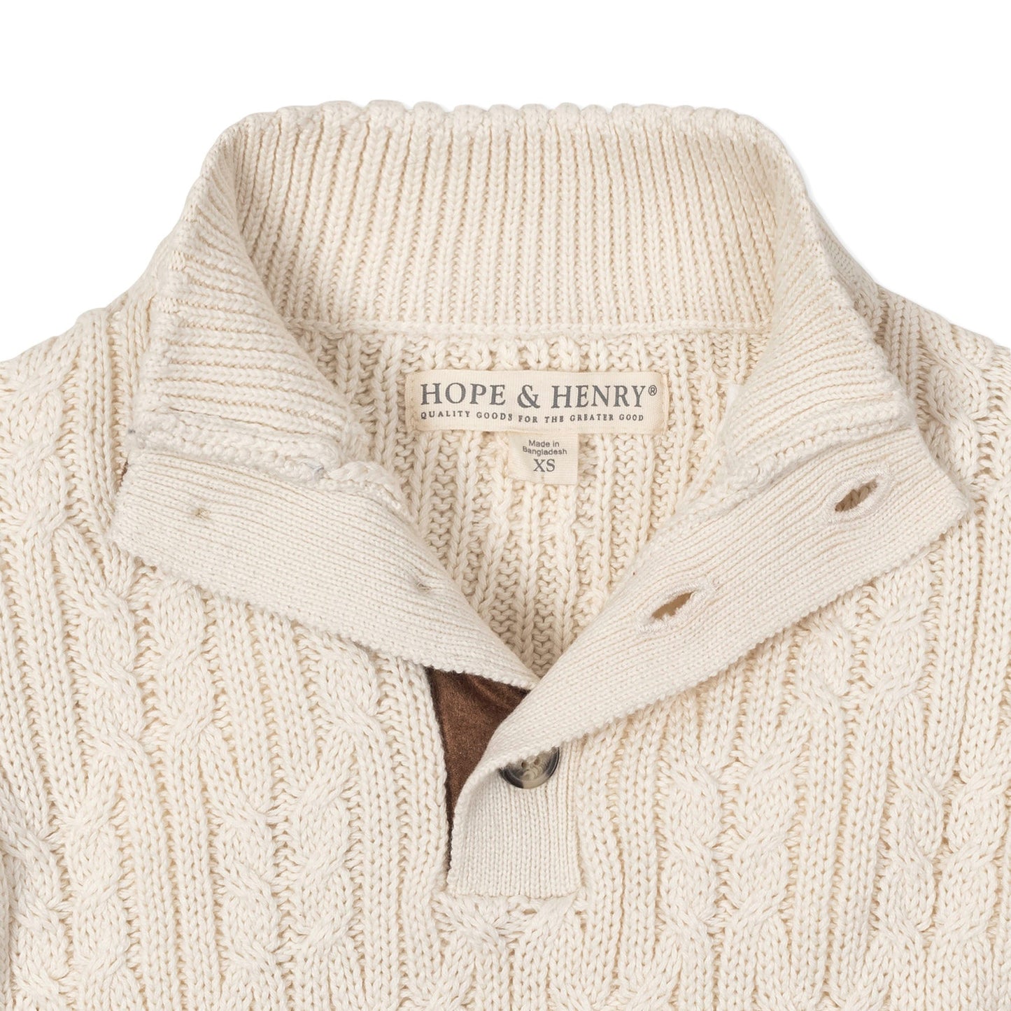 Organic Cotton White Cable Knit Mock Neck Sweater