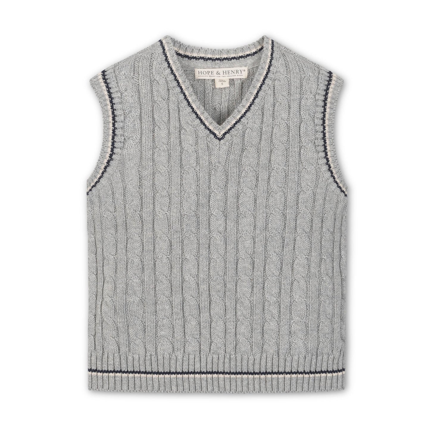Organic Cotton Gray Cable Knit Sweater Vest