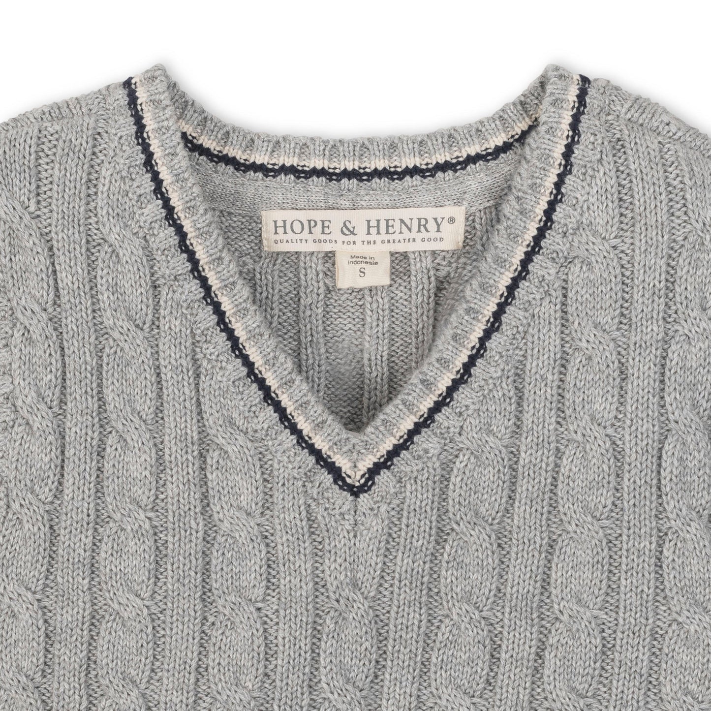 Organic Cotton Gray Cable Knit Sweater Vest