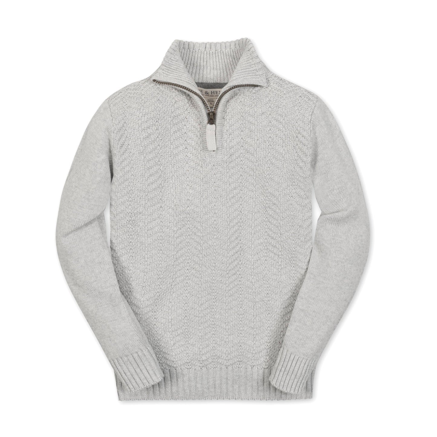 Organic Cotton Grey Half Zip Cable Sweater