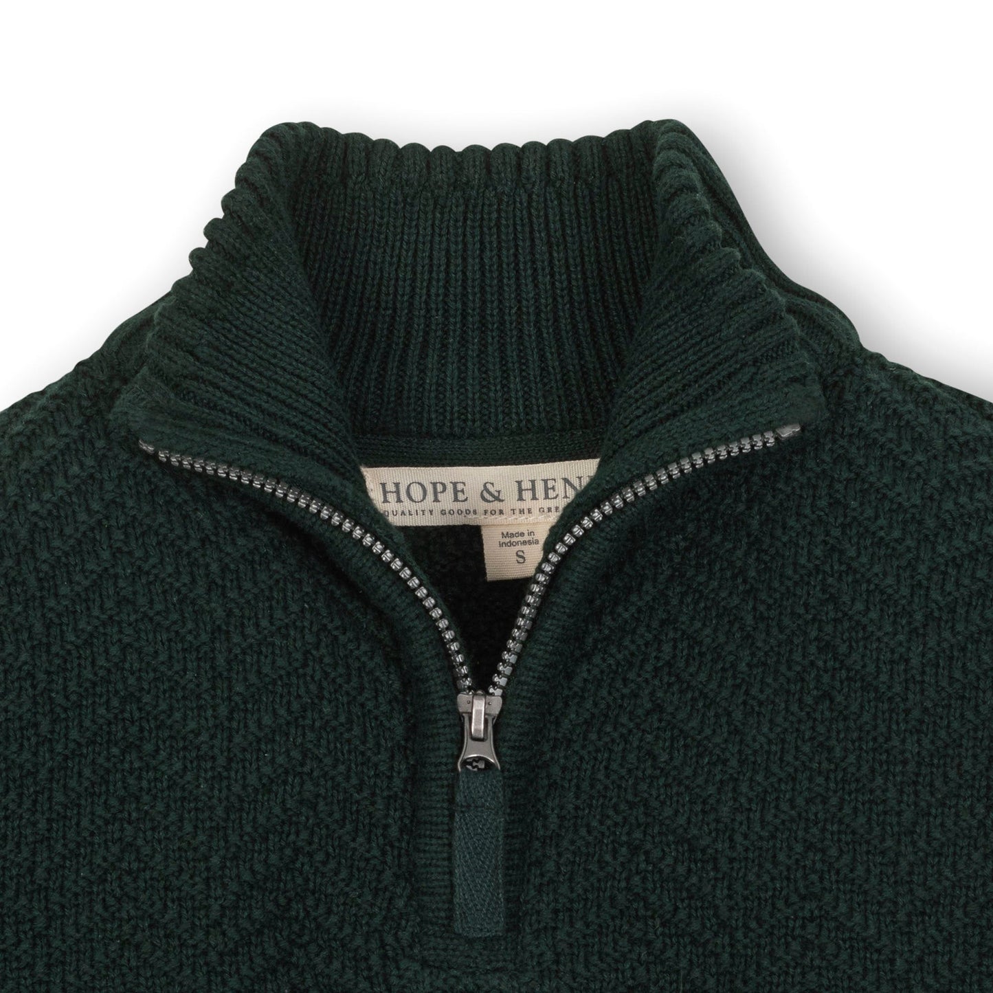Organic Cotton Rib Knit Half Zip Cable Sweater