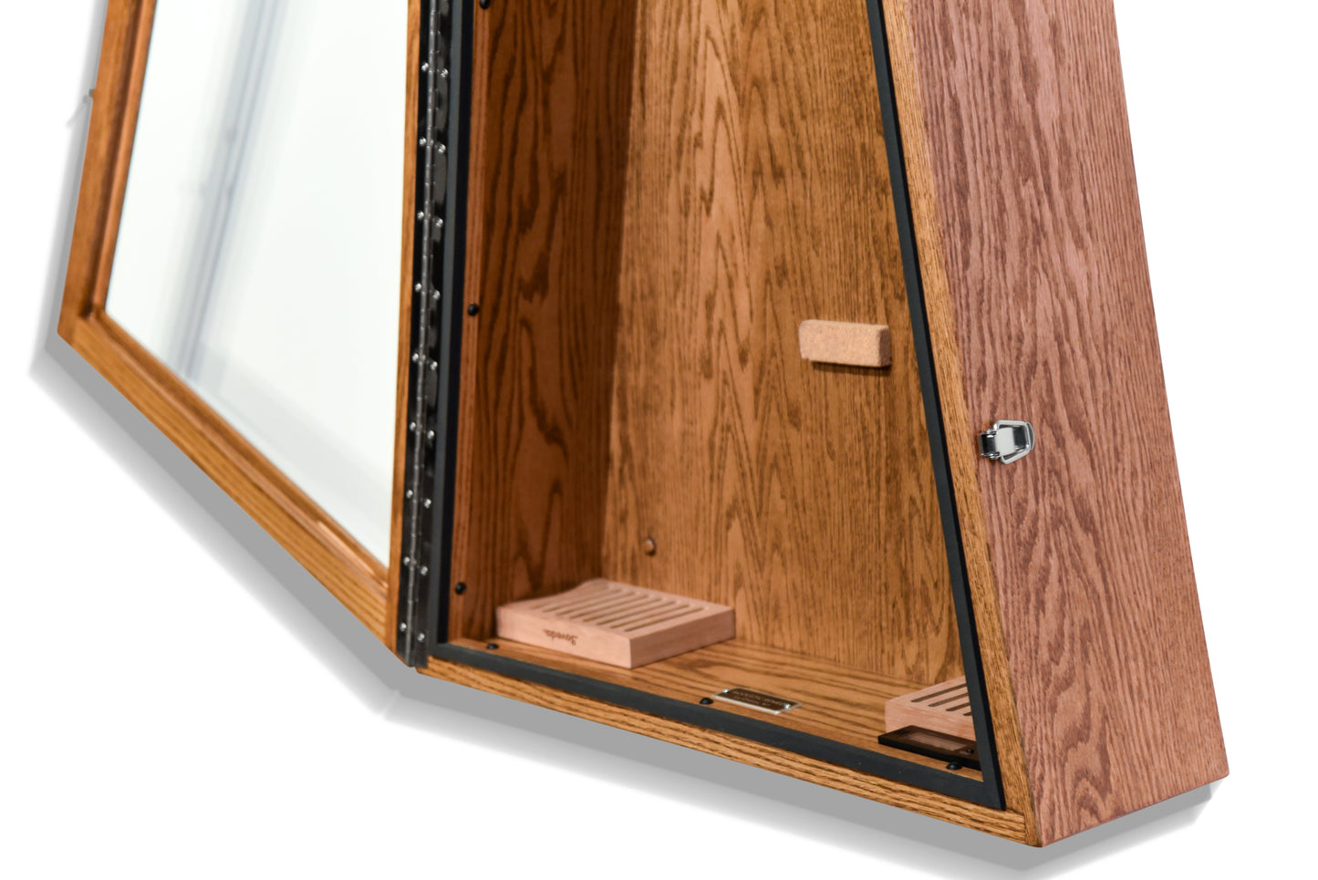 ClimaCase Triangle Humidor - Red Oak with Golden Oak Stain