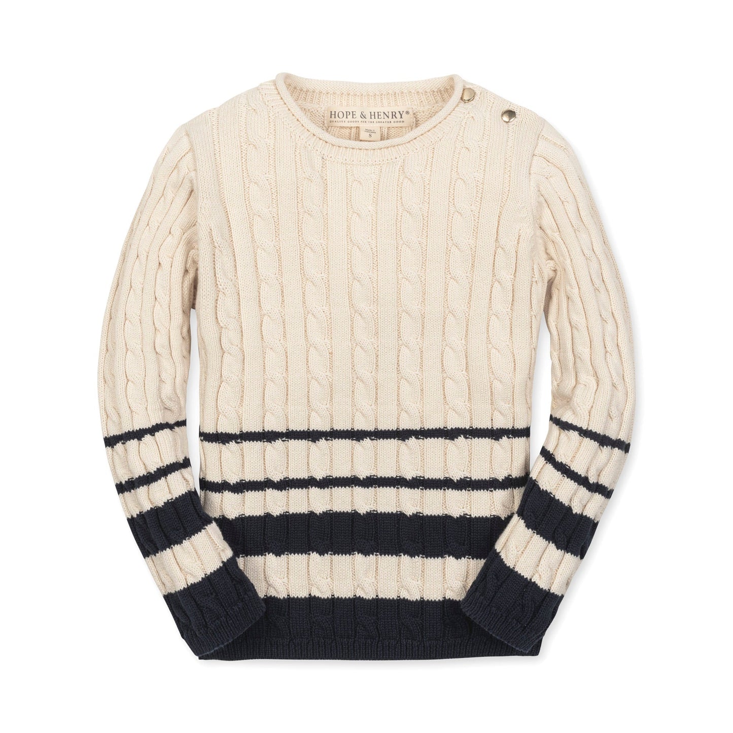 Organic Cotton Cable Knit Roll Neck Sweater