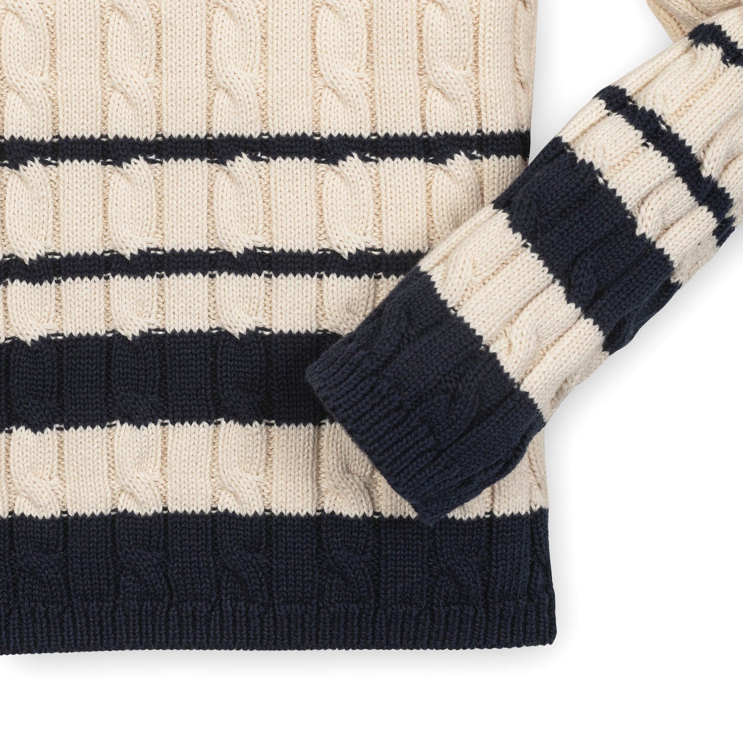 Organic Cotton Cable Knit Roll Neck Sweater