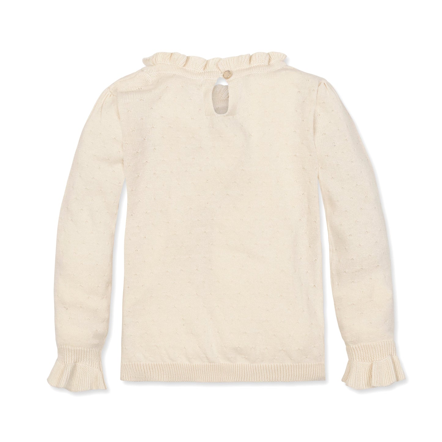 Organic Cotton Neutral Ruffle Edge Knit Sweater