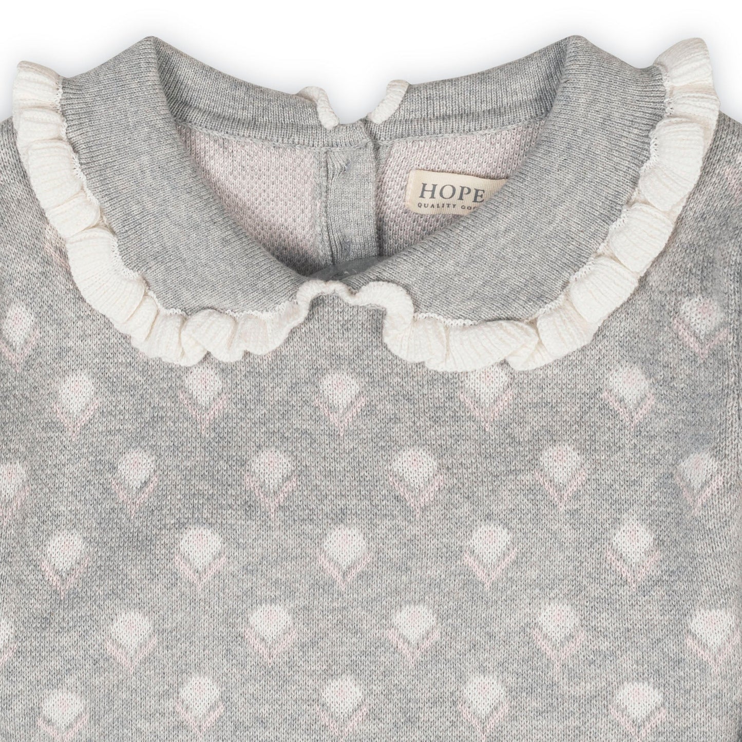 Organic Cotton Gray and White Polkadot Peter Pan Collar Sweater