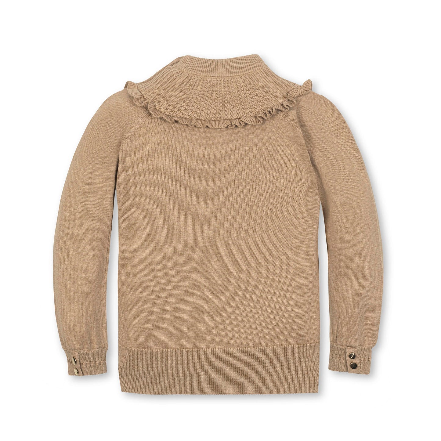Organic Cotton Neutral Beige Mock Neck Ruffle Sweater