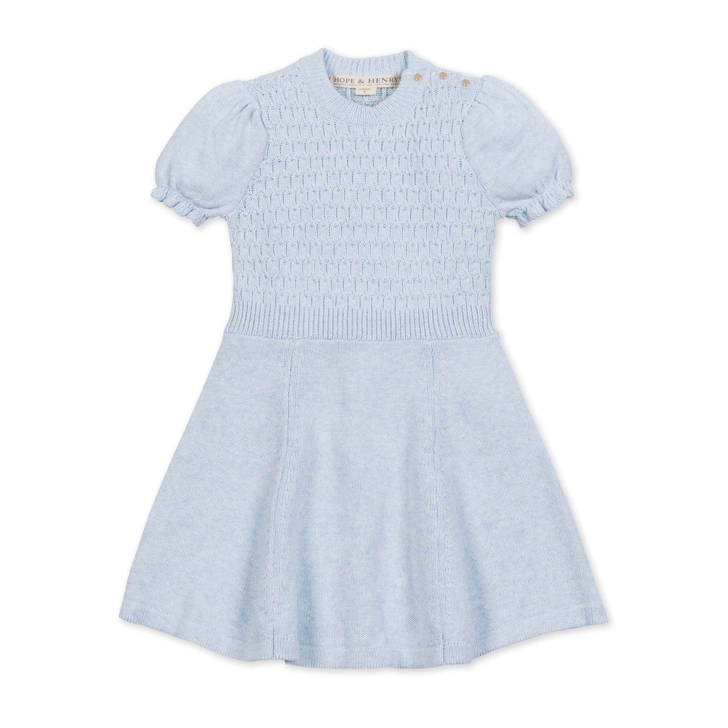 Organic Cotton Blue Puff Sleeve Sweater Dress