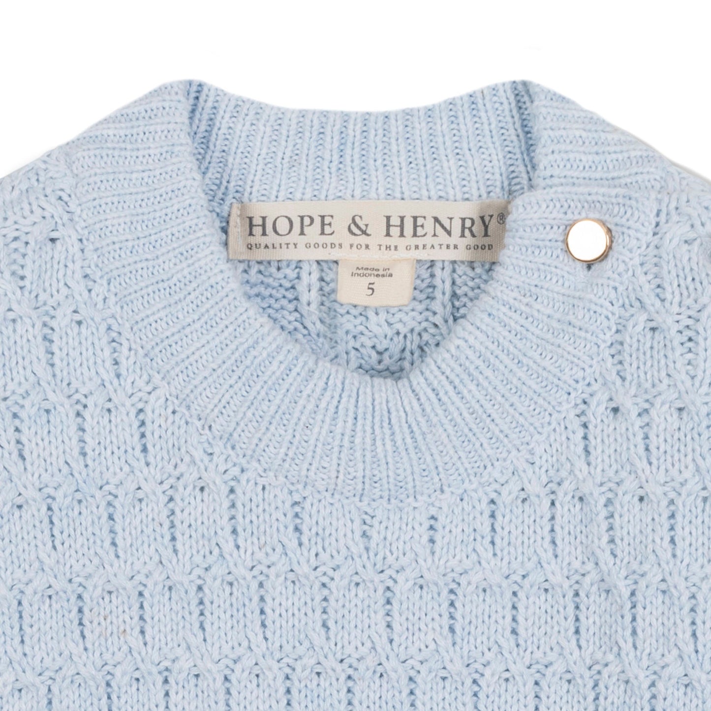 Organic Cotton Blue Puff Sleeve Sweater Dress