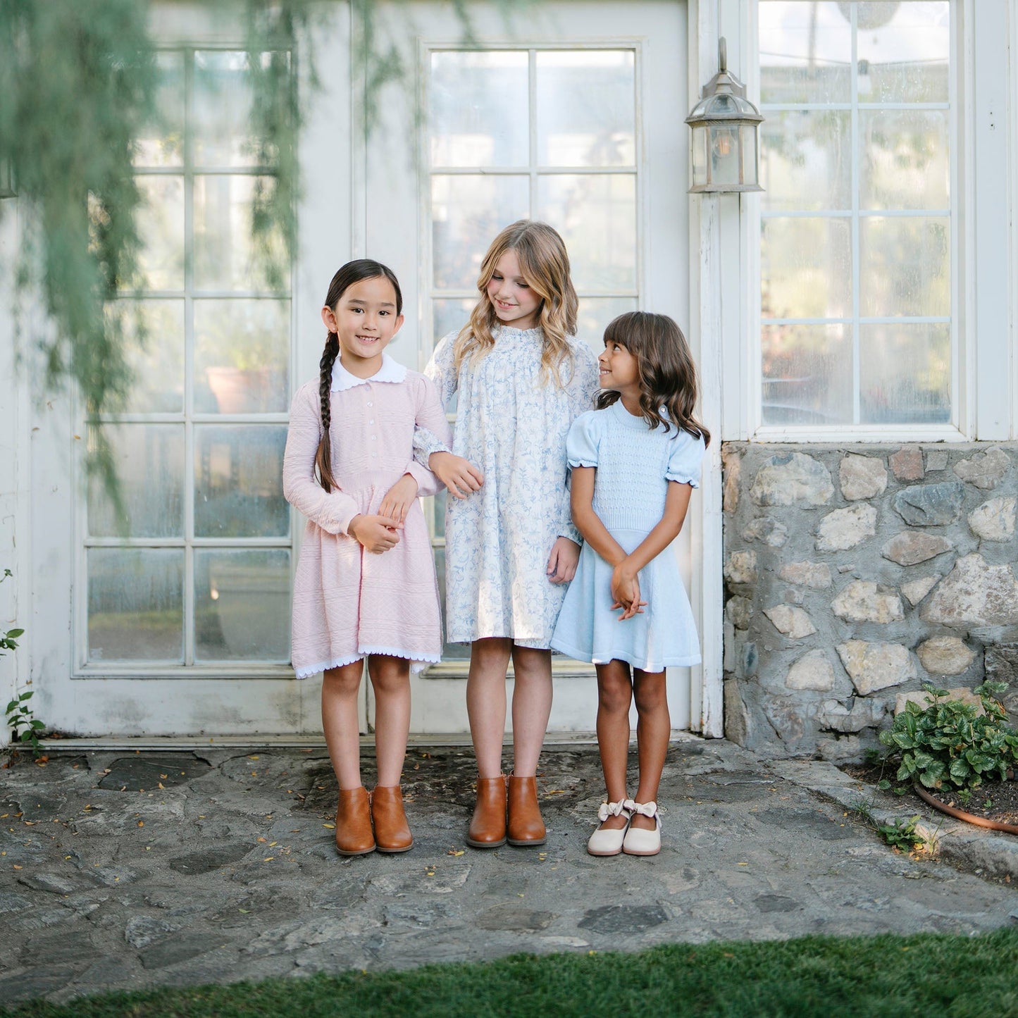 Organic Cotton Blue Puff Sleeve Sweater Dress