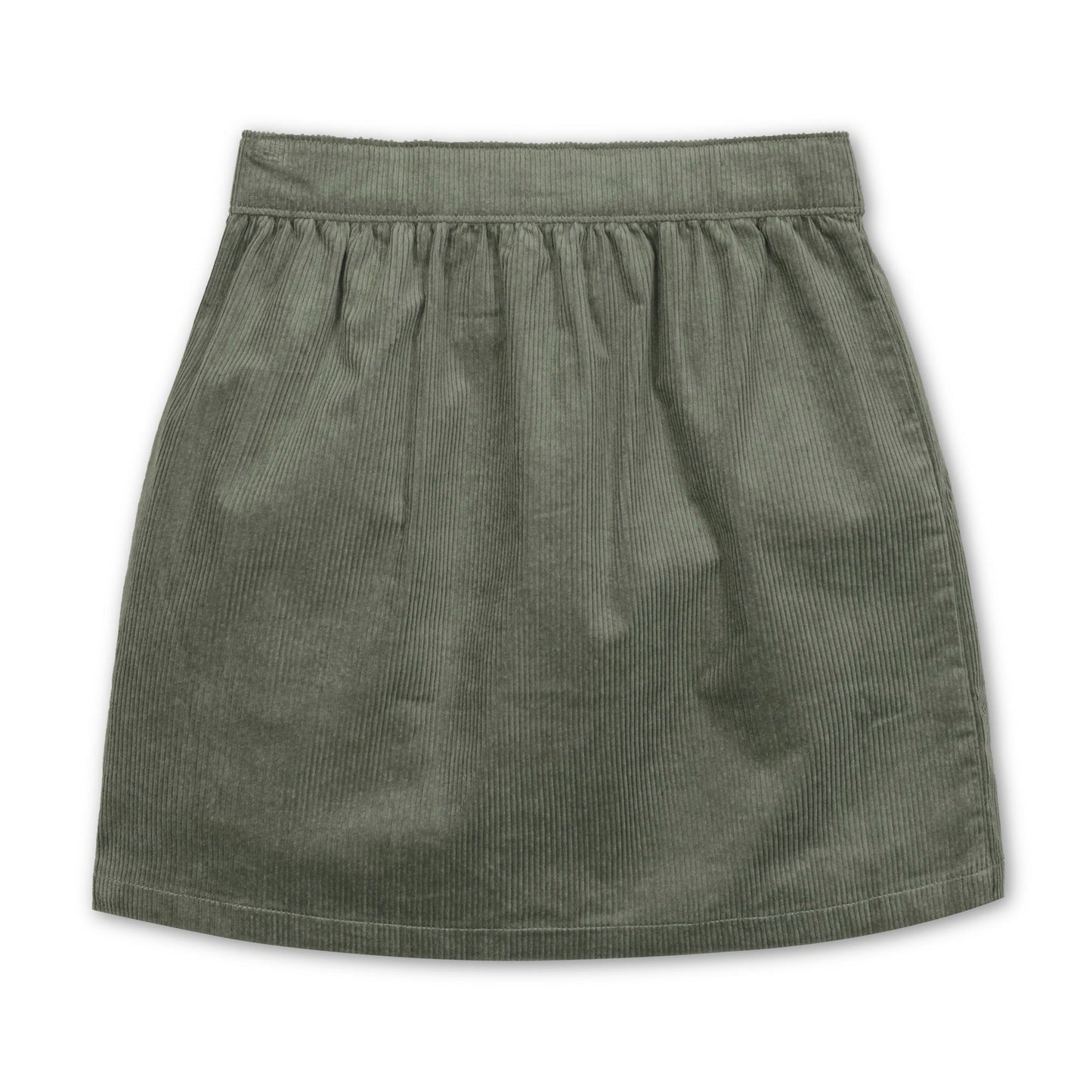 Organic Cotton Green Corduroy Button Front Skirt with Pockets