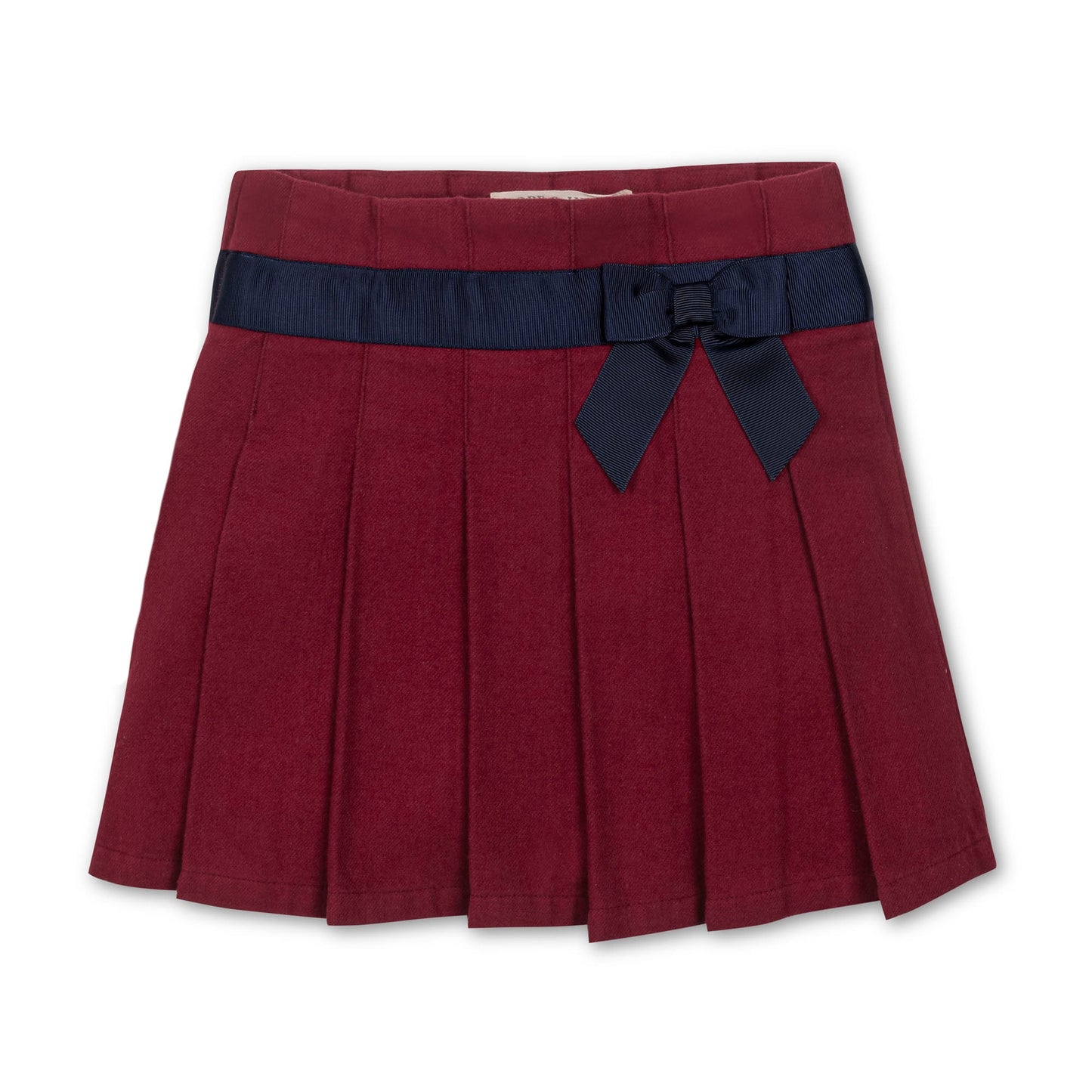 Organic Cotton Red/Navy Pleated Skirt with Bow