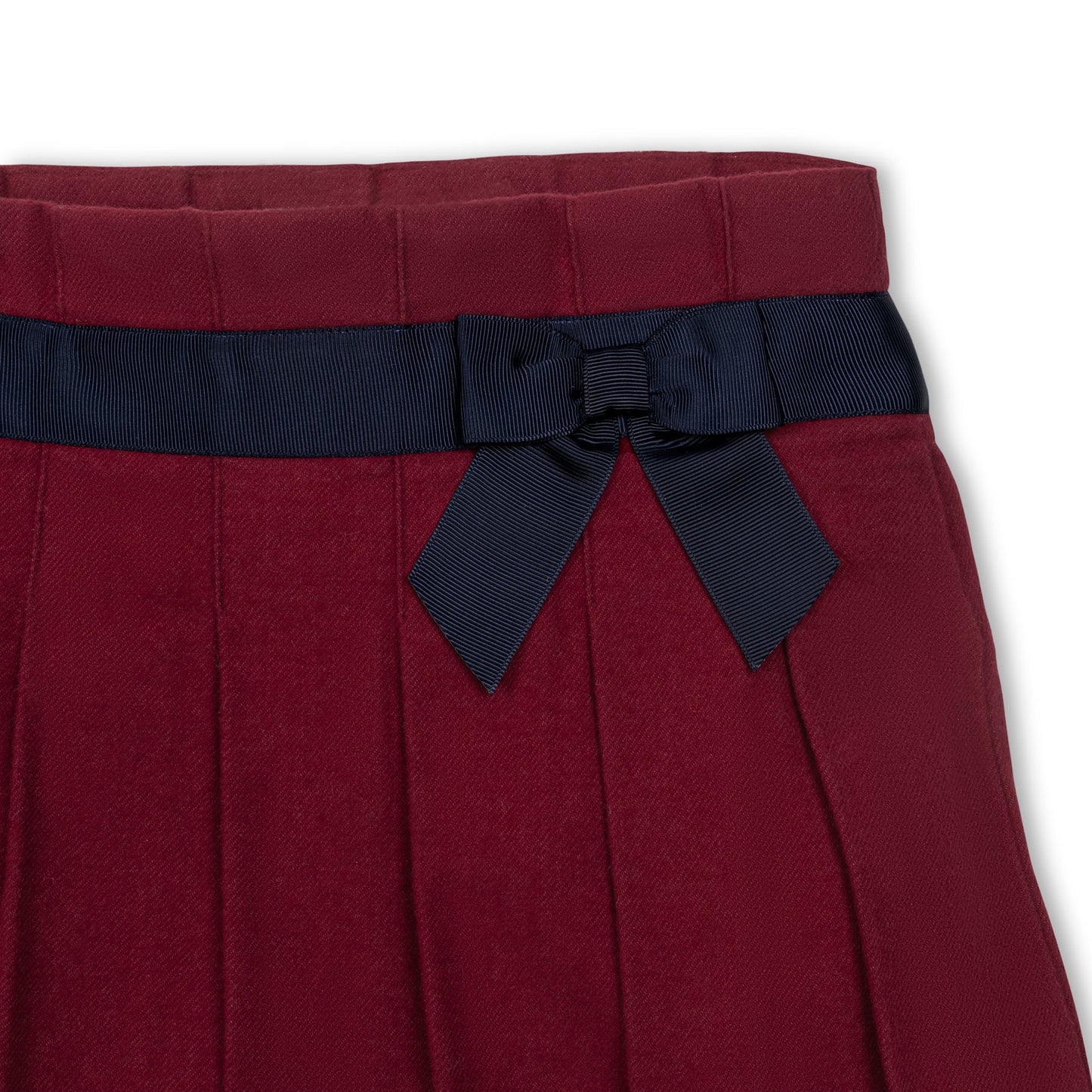 Organic Cotton Red/Navy Pleated Skirt with Bow