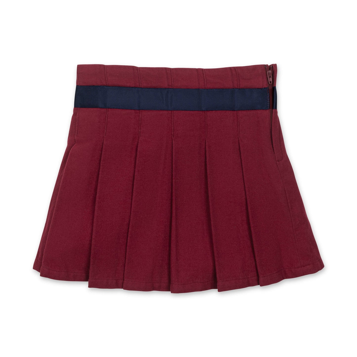 Organic Cotton Red/Navy Pleated Skirt with Bow