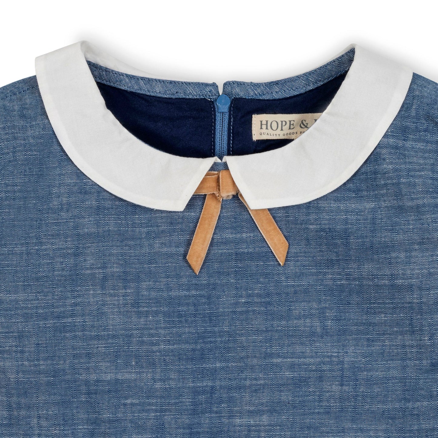Organic Cotton Blue Chambray Empire Dress