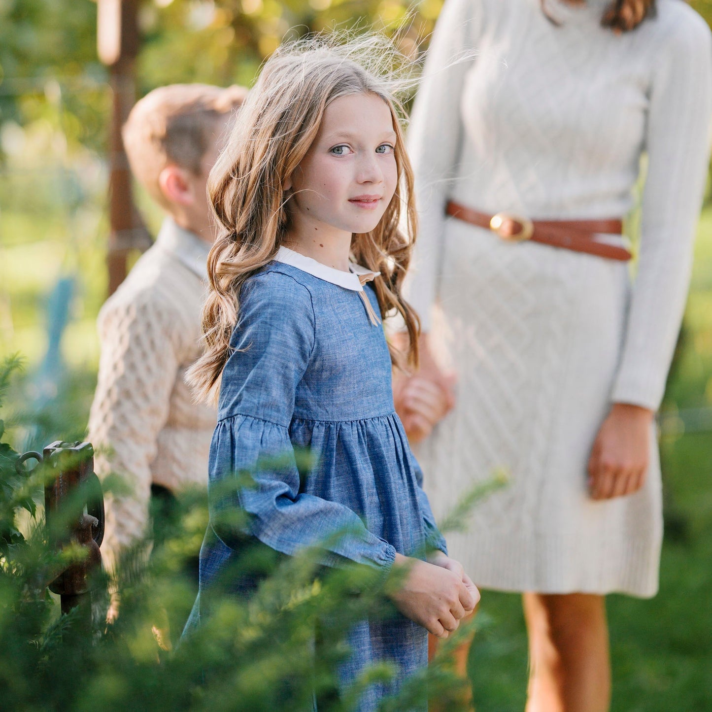 Organic Cotton Blue Chambray Empire Dress