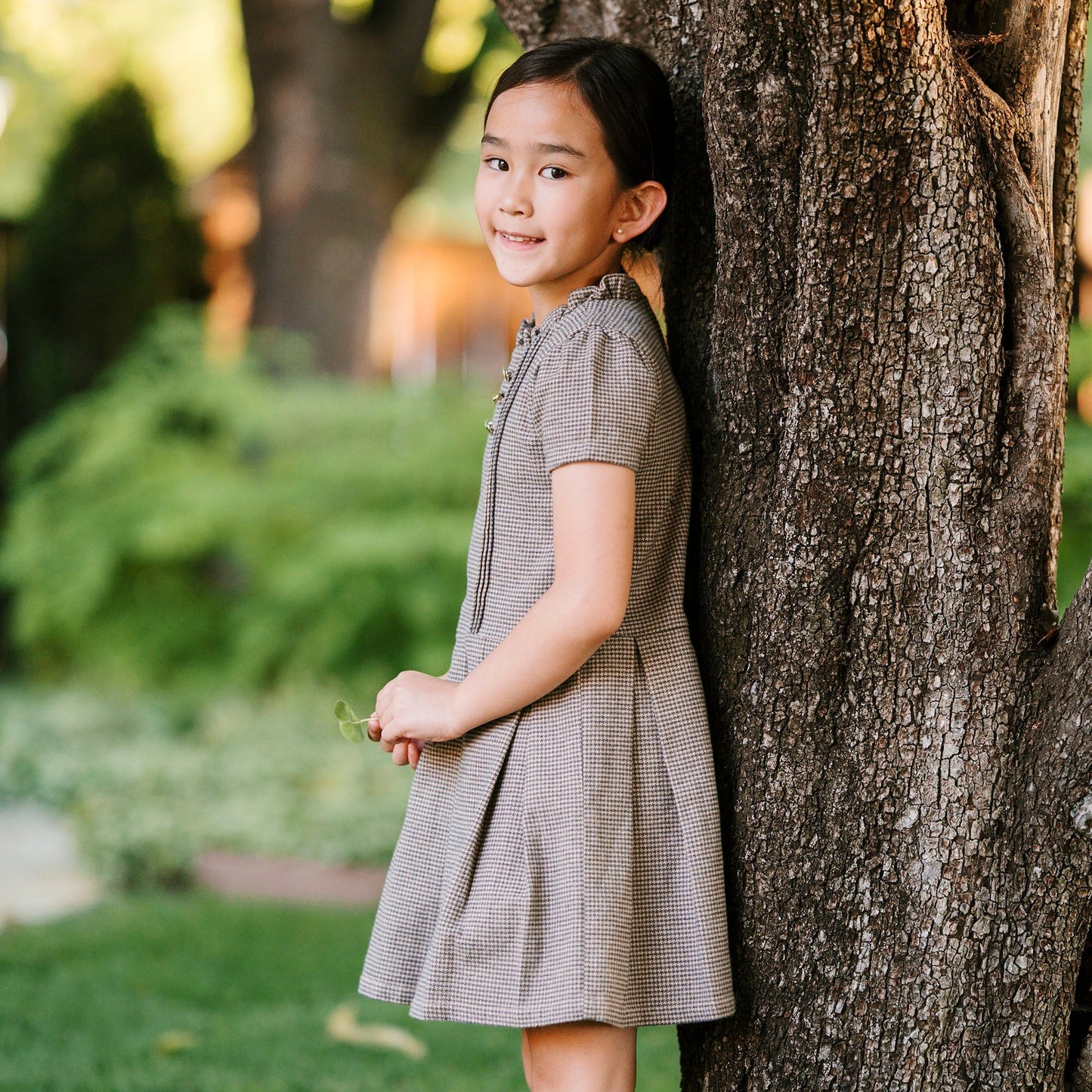 Organic Ruffle Collar Drop Waist Organic Cotton Pintucked Dress