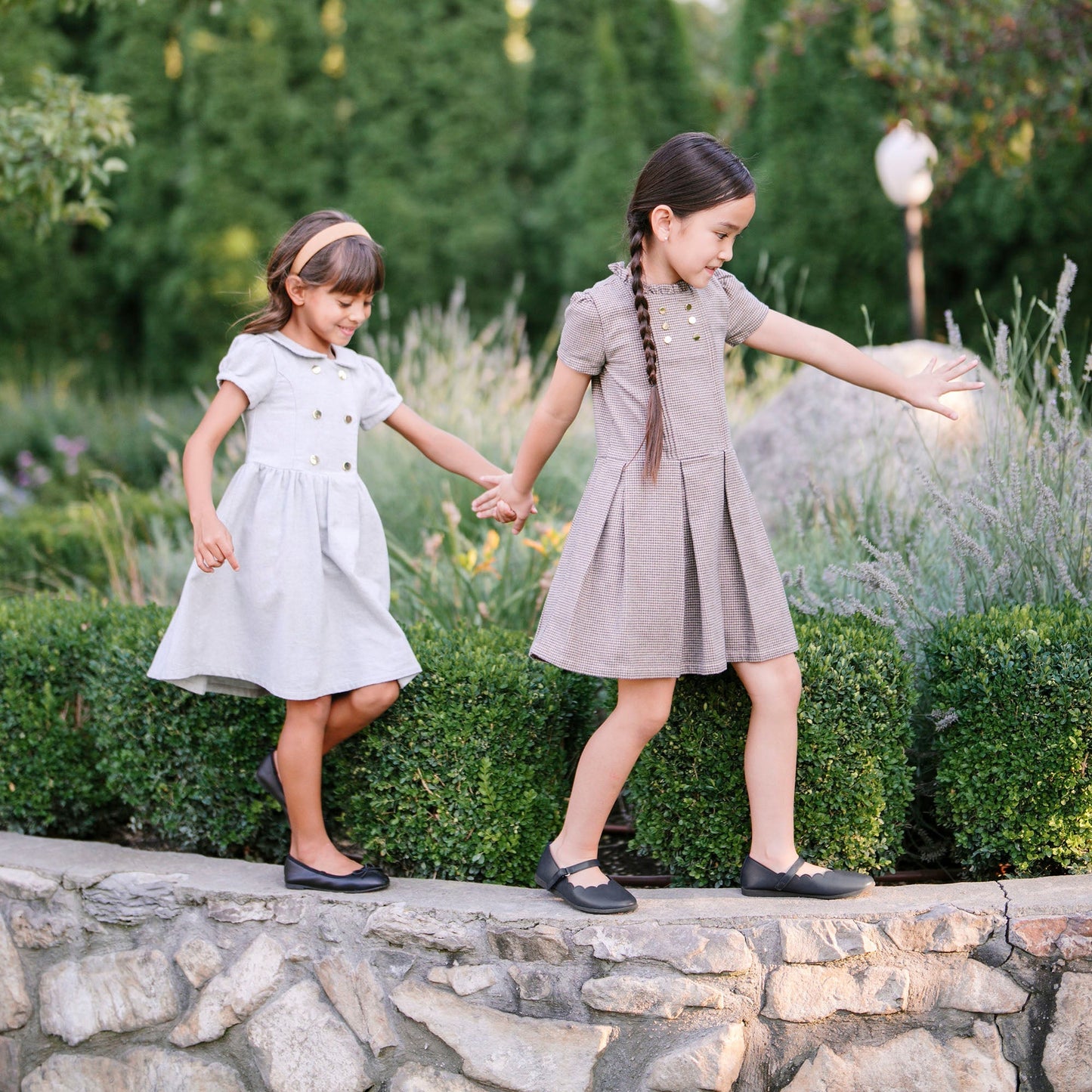 Organic Ruffle Collar Drop Waist Organic Cotton Pintucked Dress