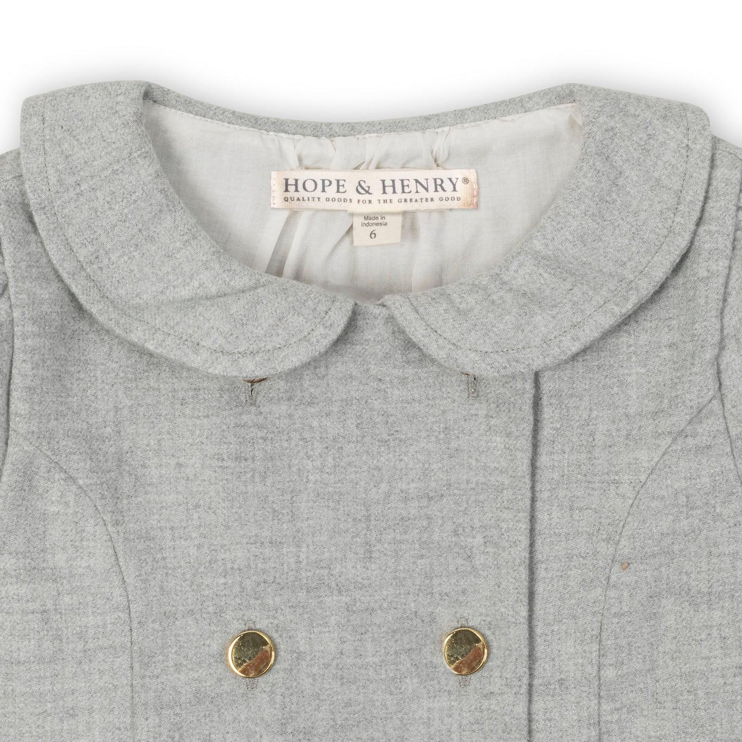 Organic Cotton Short Sleeve Double-Breasted Gray Flannel Dress