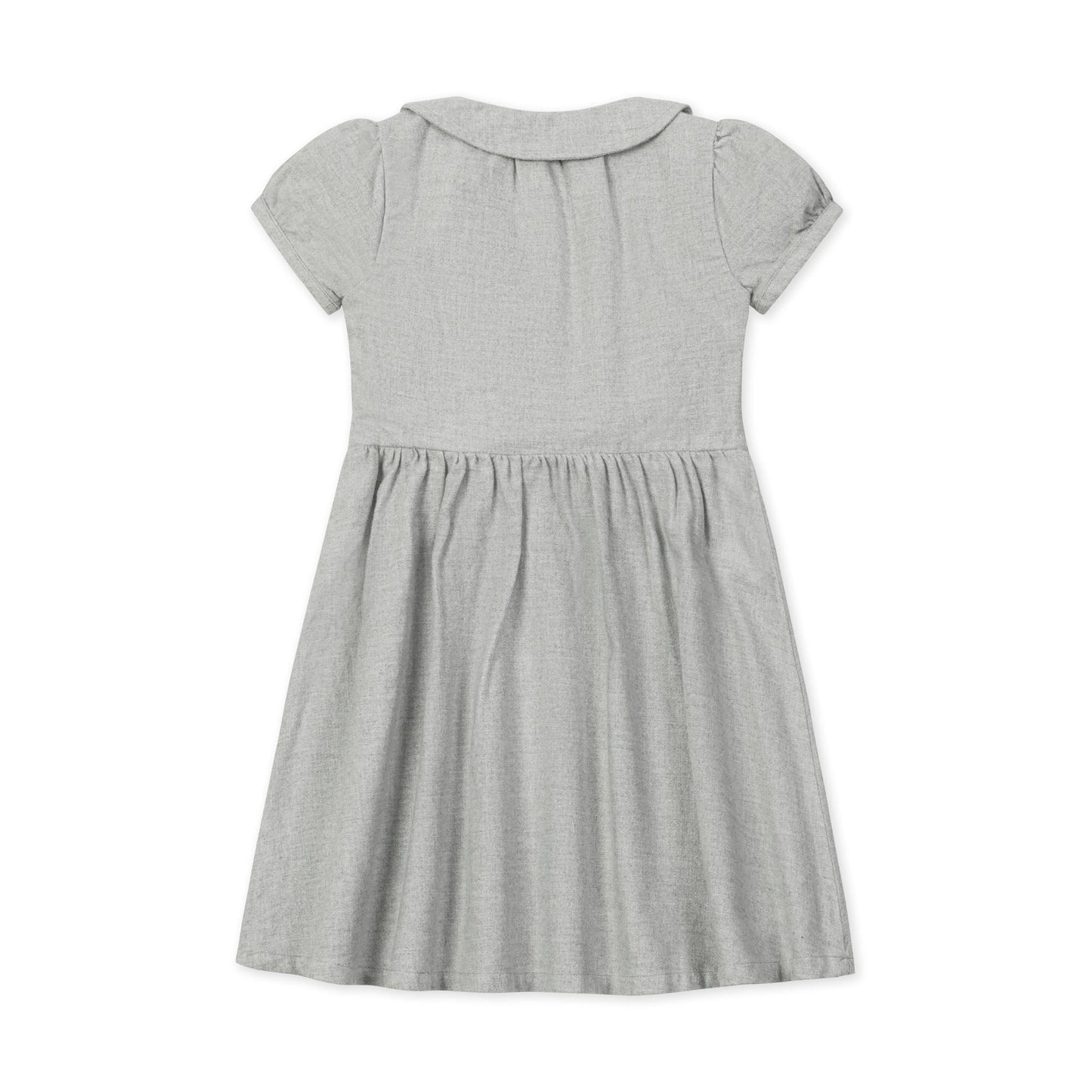 Organic Cotton Short Sleeve Double-Breasted Gray Flannel Dress