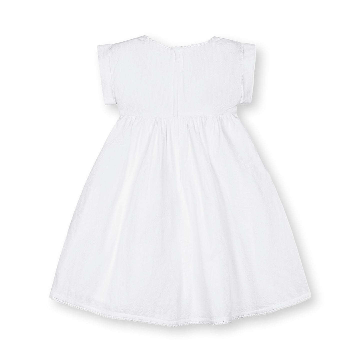 Organic Cotton White Seersucker Empire Waist Dress