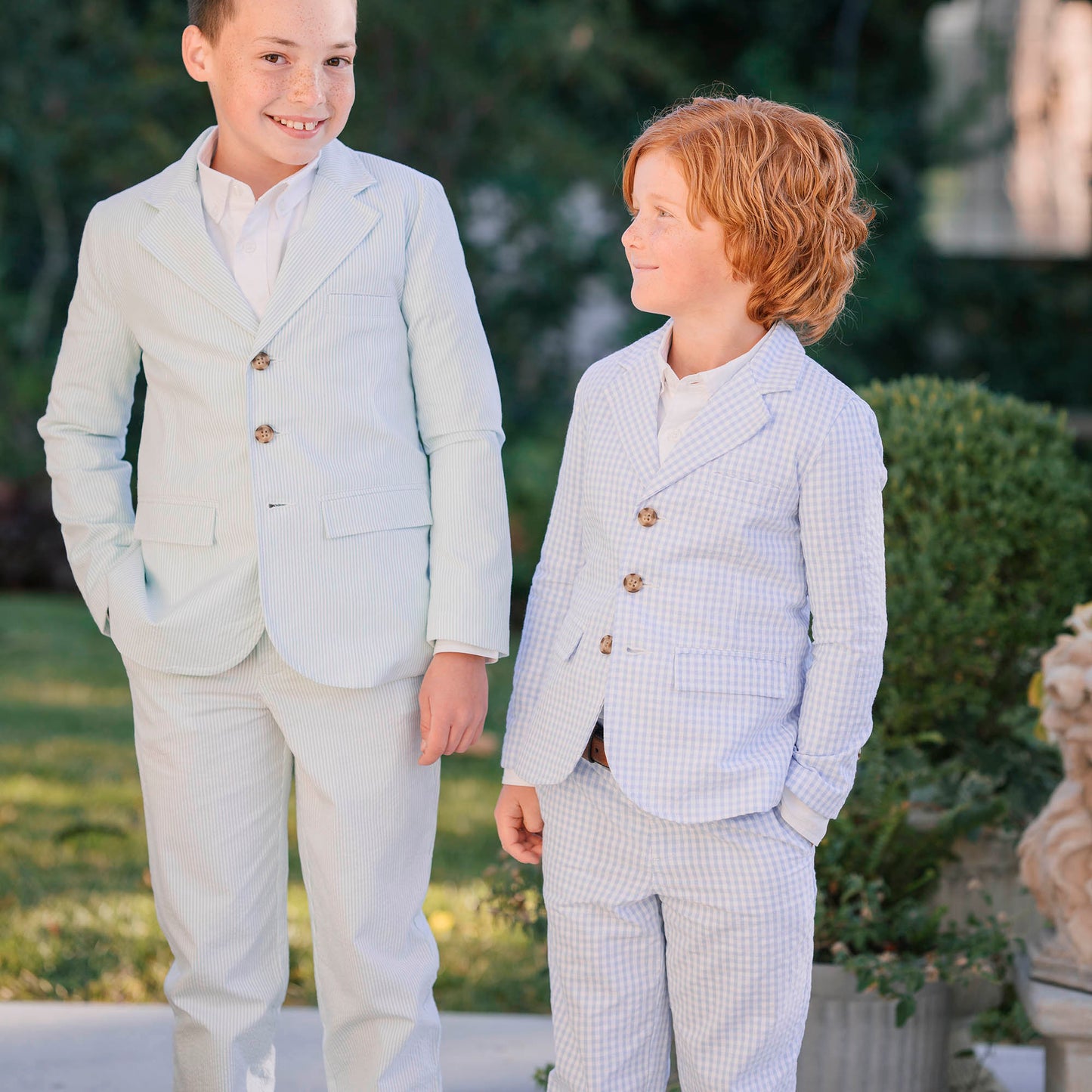 Organic Cotton Blue Seersucker Suit Pant - Baby