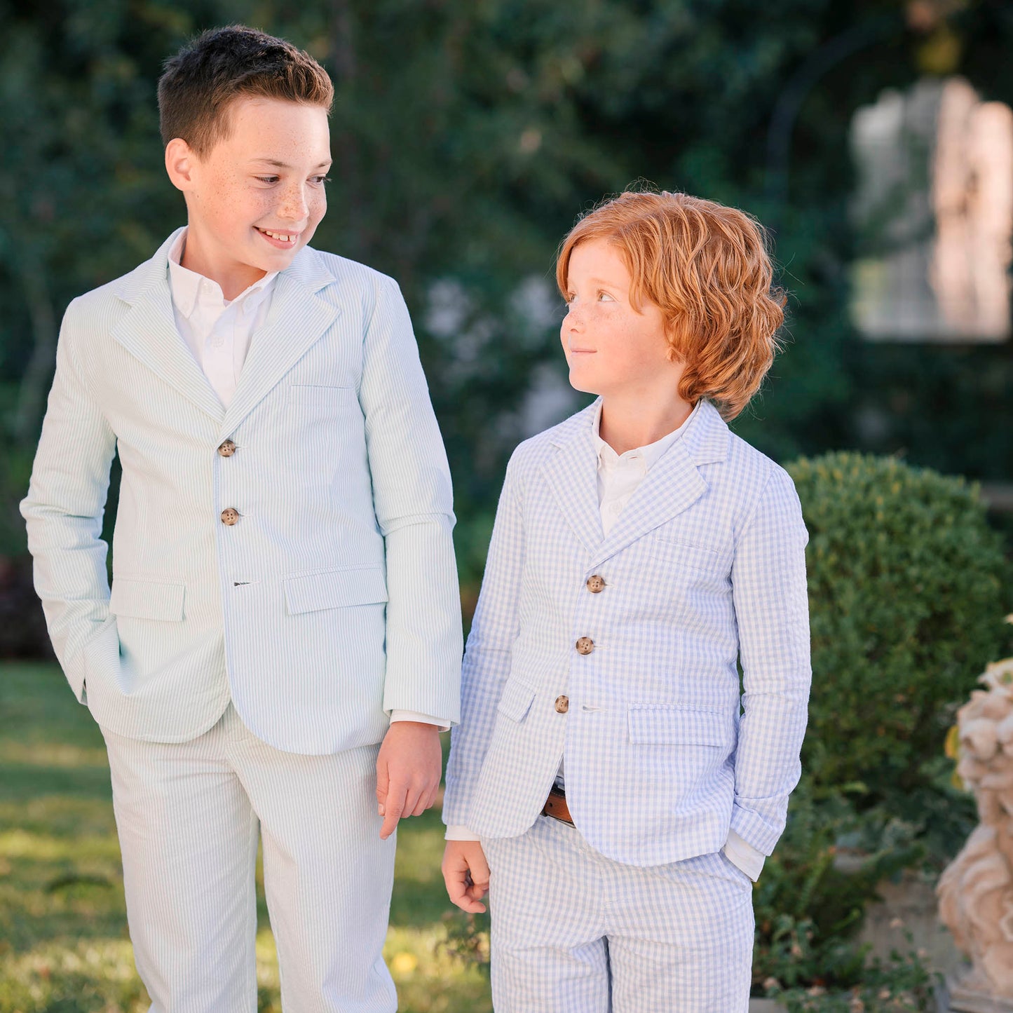 Organic Cotton Blue Seersucker Suit Pant