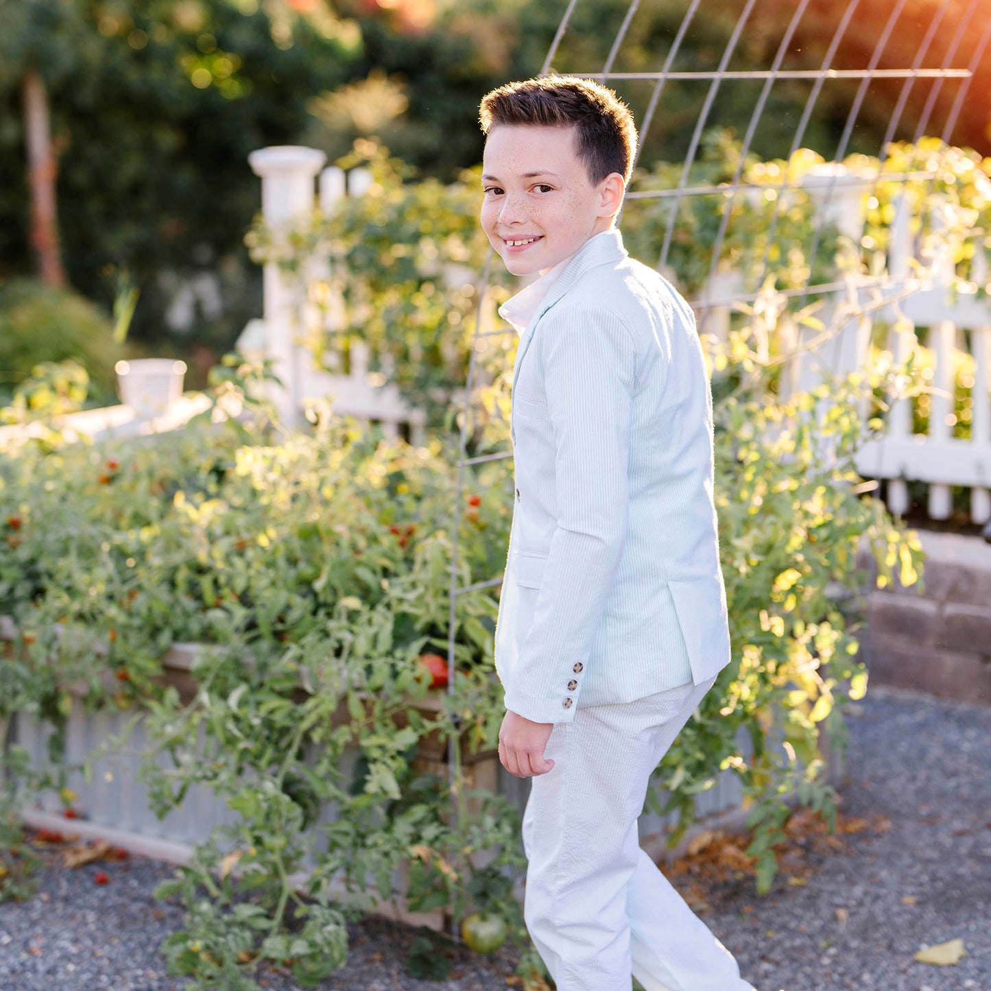 Organic Cotton Blue Seersucker Suit Pant