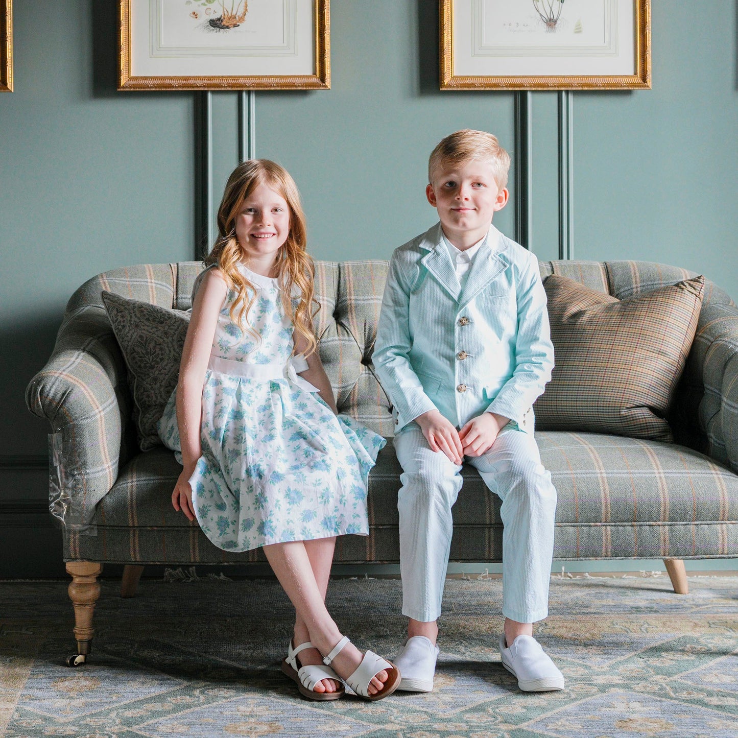 Organic Cotton Blue Seersucker Suit Pant