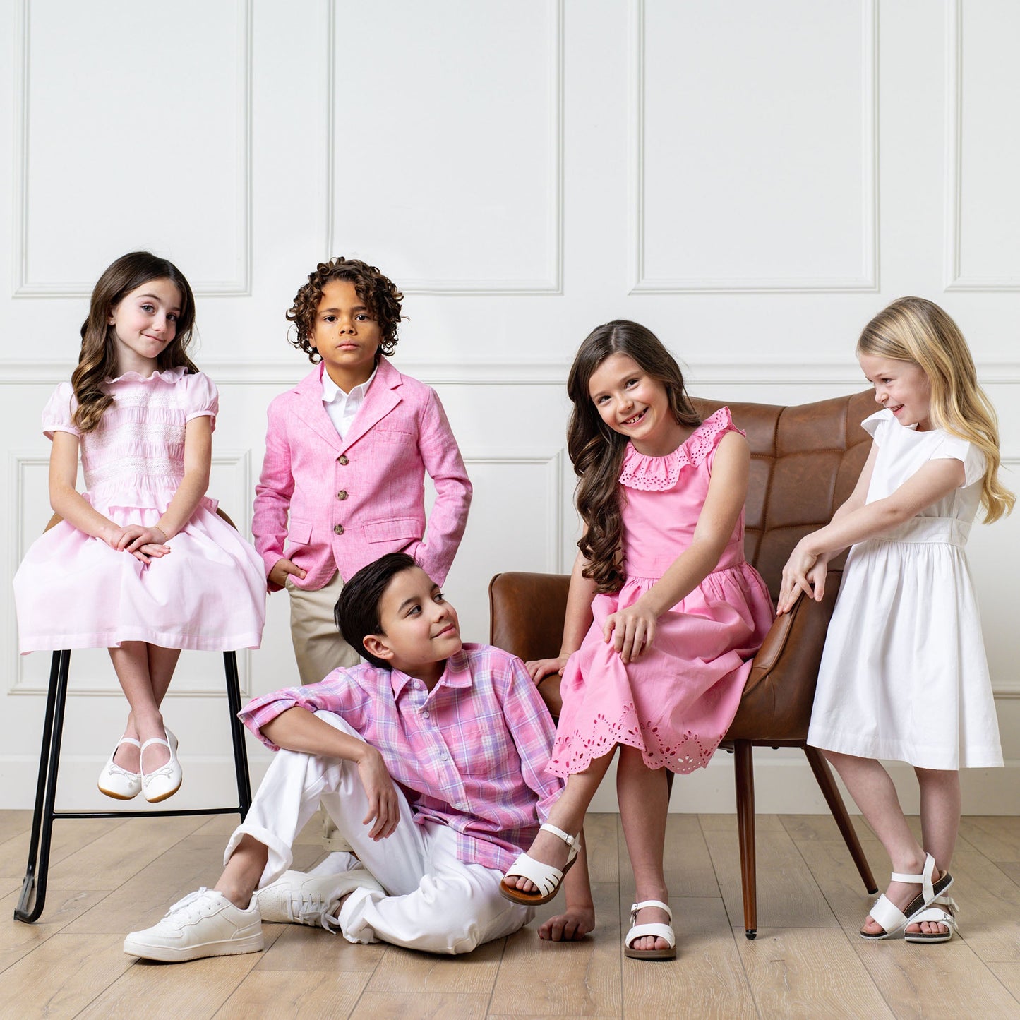 Organic Linen/Cotton Pink Plaid Button Down Dress Shirt