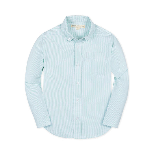 Organic Cotton Blue Seersucker Shirt