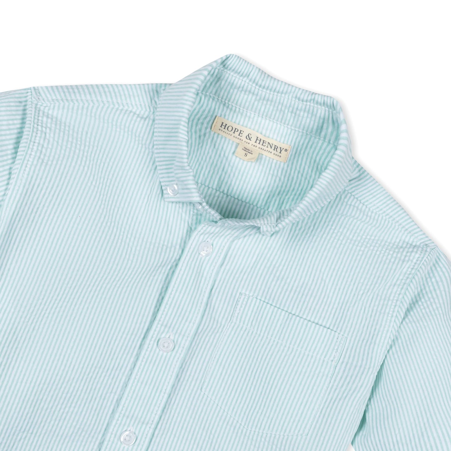 Organic Cotton Blue Seersucker Button-down Dress Shirt - Baby