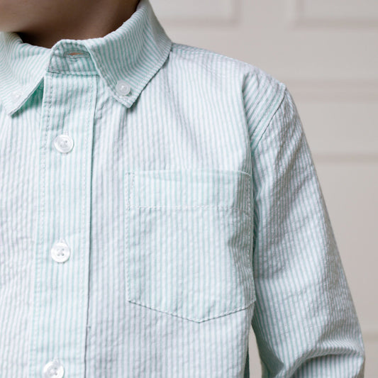 Organic Cotton Blue Seersucker Shirt