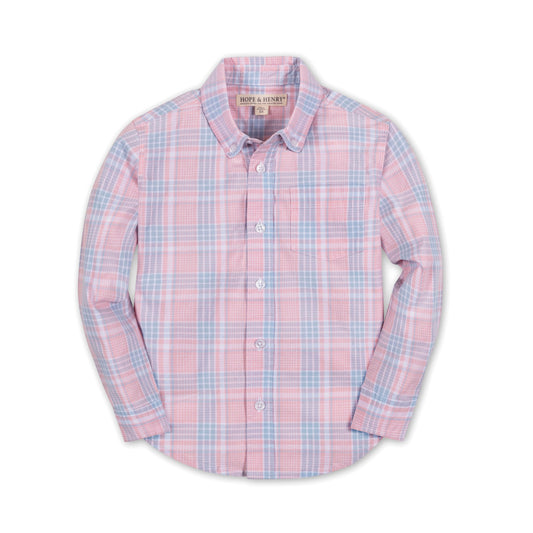 Organic Cotton Pink/Blue Stretch Poplin Dress Shirt
